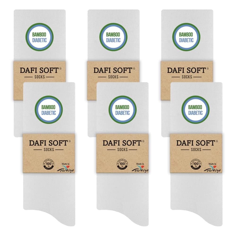 Dafi soft 6 Pairs Men's Bamboo Diabetic Socks, Soft Top, Made in Turkey