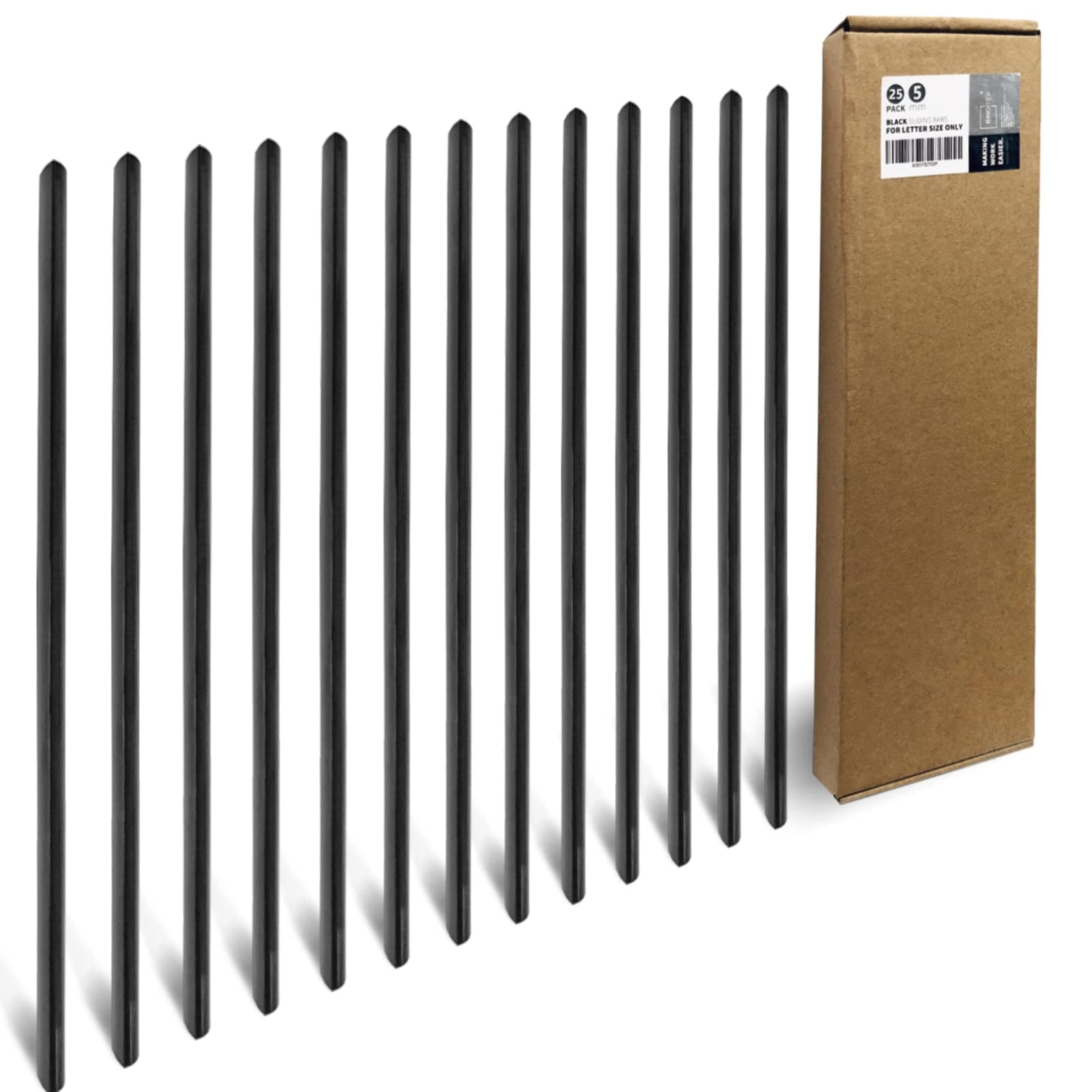 25 Pack Binding Bars, 25-Sheet Capacity Slide Grip Binding Bars, Black, 5mm Thickness, 11 Inches, for Students and Coworkers