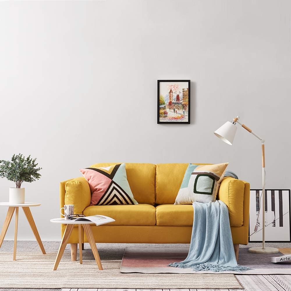 Targos 2-Seater Fabric Sofa Couch Settee Home Furniture in Yellow