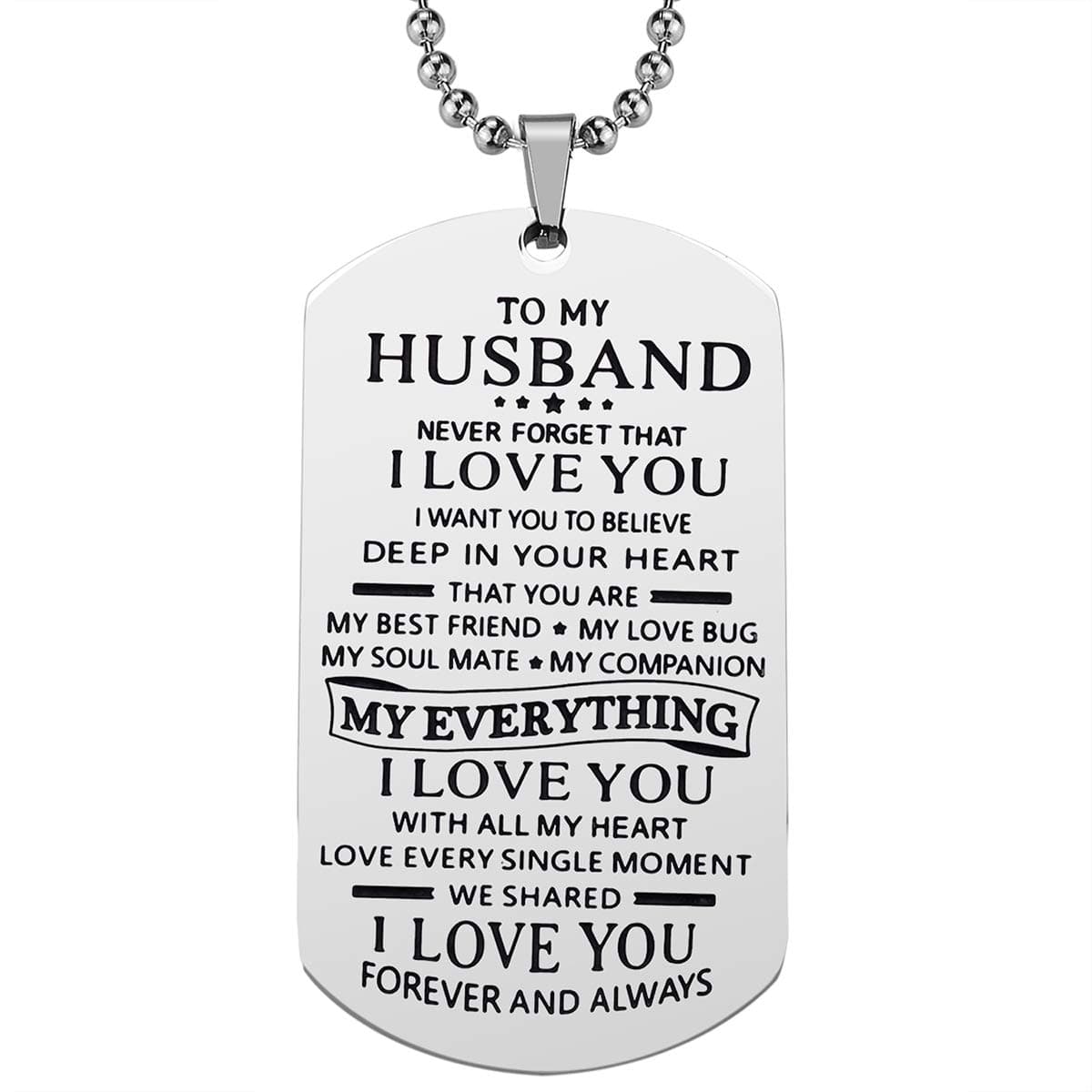 LcbuluHusband Gift from Wife - To My Husband Dog Tag Pendant Necklace for Men Him, Valentine's Day Necklace Birthday Gifts for Husband