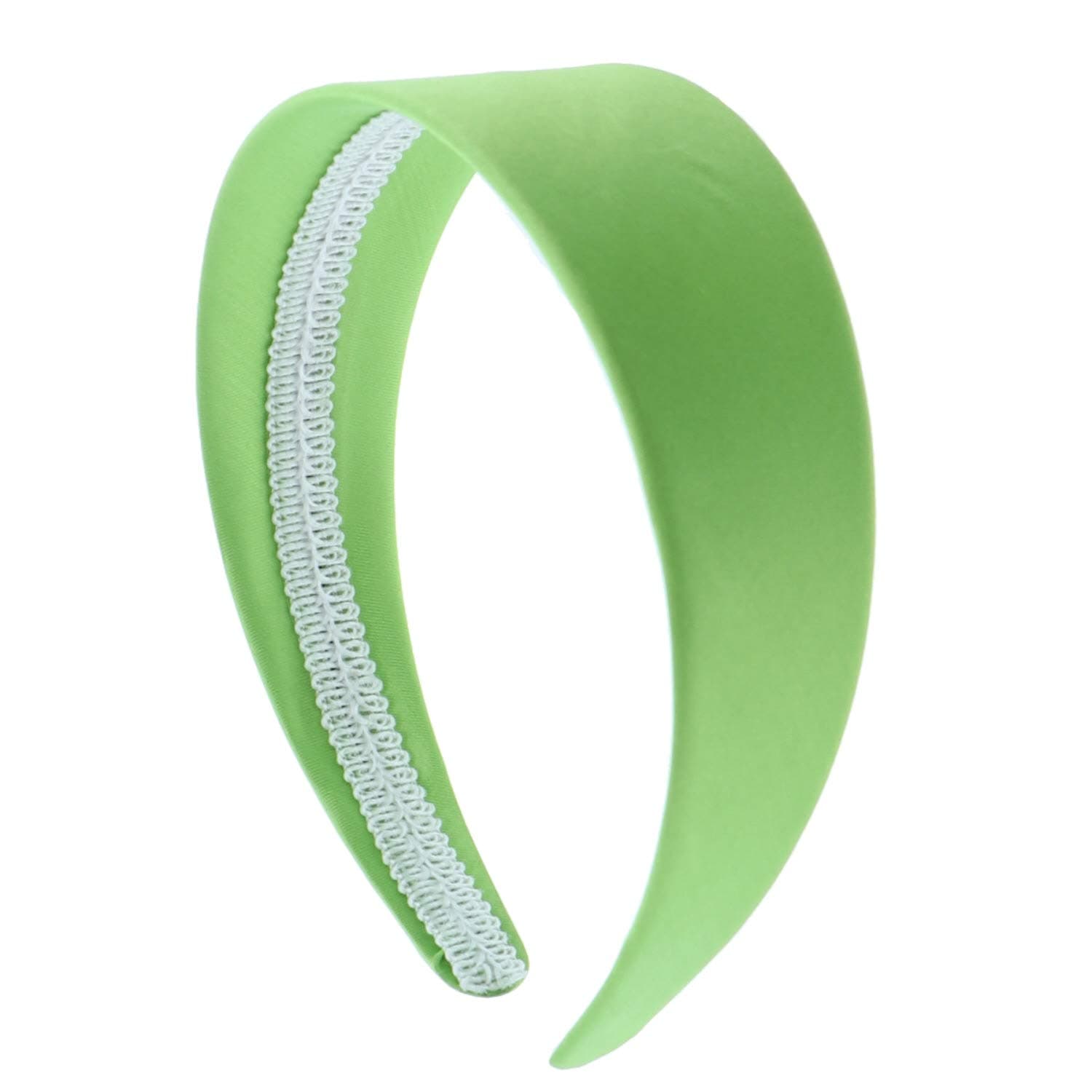 Motique AccessoriesBright Green 2 Inch Wide Satin Hard Headband with No Teeth