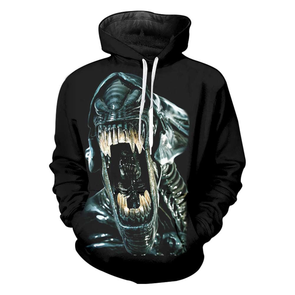 Ywfzzxs Unisex 3D Hoodies Alien Hd 3D Printed Sweatshirts Long Sleeve Big Pockets Fleece Pullover