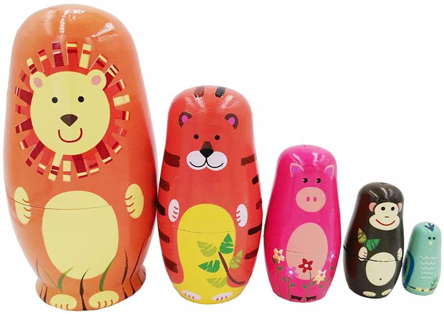 KASTWAVE Nesting Dolls,Wooden Cartoon Cute Animals Angel Pattern Russian Matryoshka Stacking Dolls Children Kids Toy, Gift Decoration (Animals)
