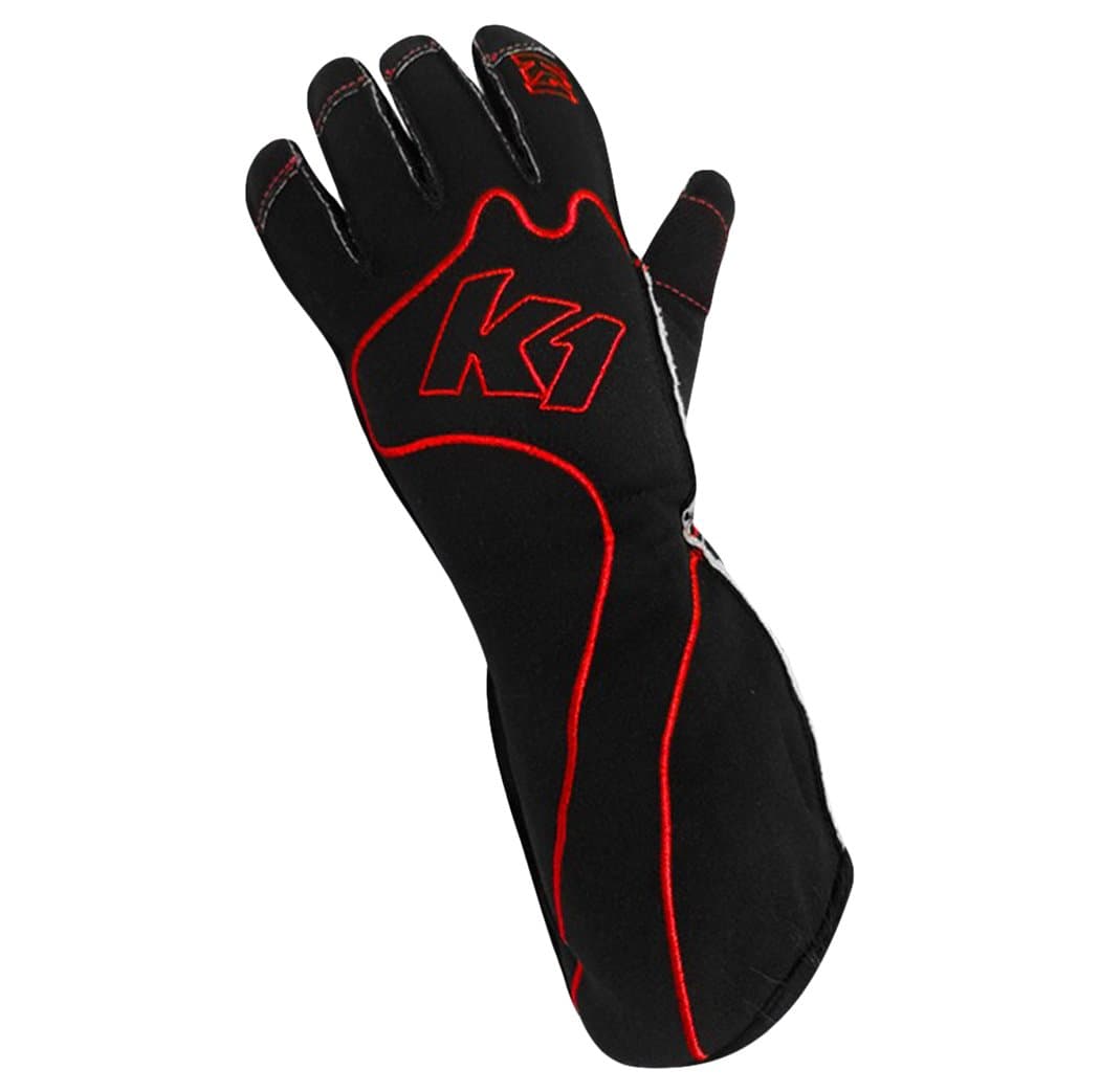 K1 Race Gear RS1 Reverse Stitch Kart Racing Gloves (Red/Black, Large)