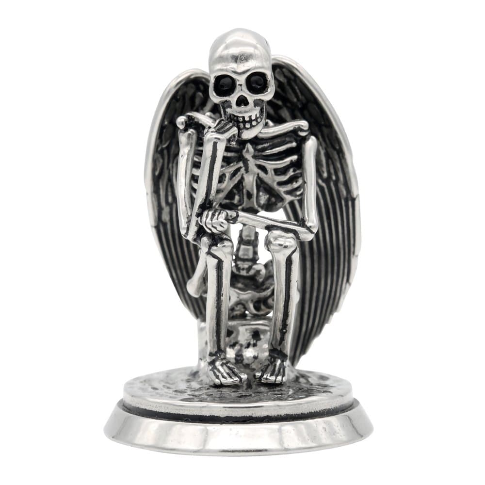 Controse Silver-Toned Stainless Steel The Undead Thinker - Angel Skeleton Statue