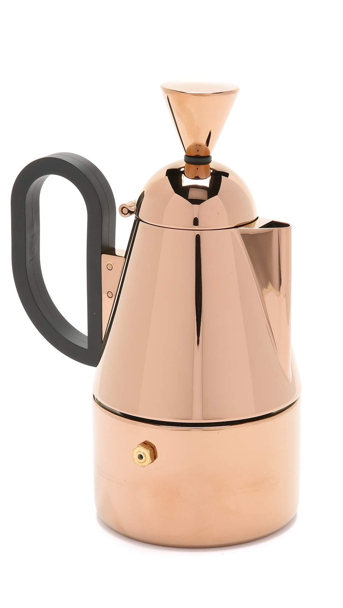Tom Dixon Brew Stove Top Coffee Maker | Polished Steel with Copper Finish Espresso Maker | Art Deco Design | Heat-Resistant Handle | Luxury Moka Pot - Copper