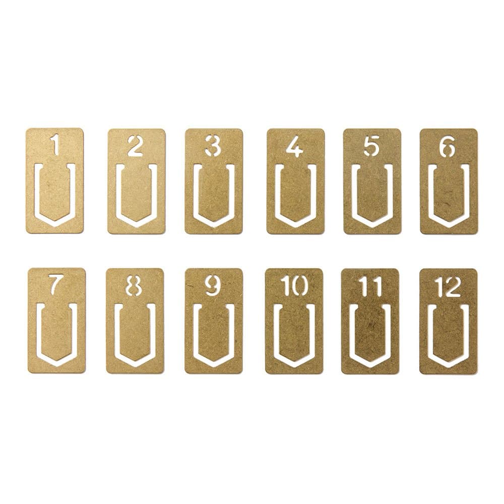Traveler's Notebook Brass Number Clips