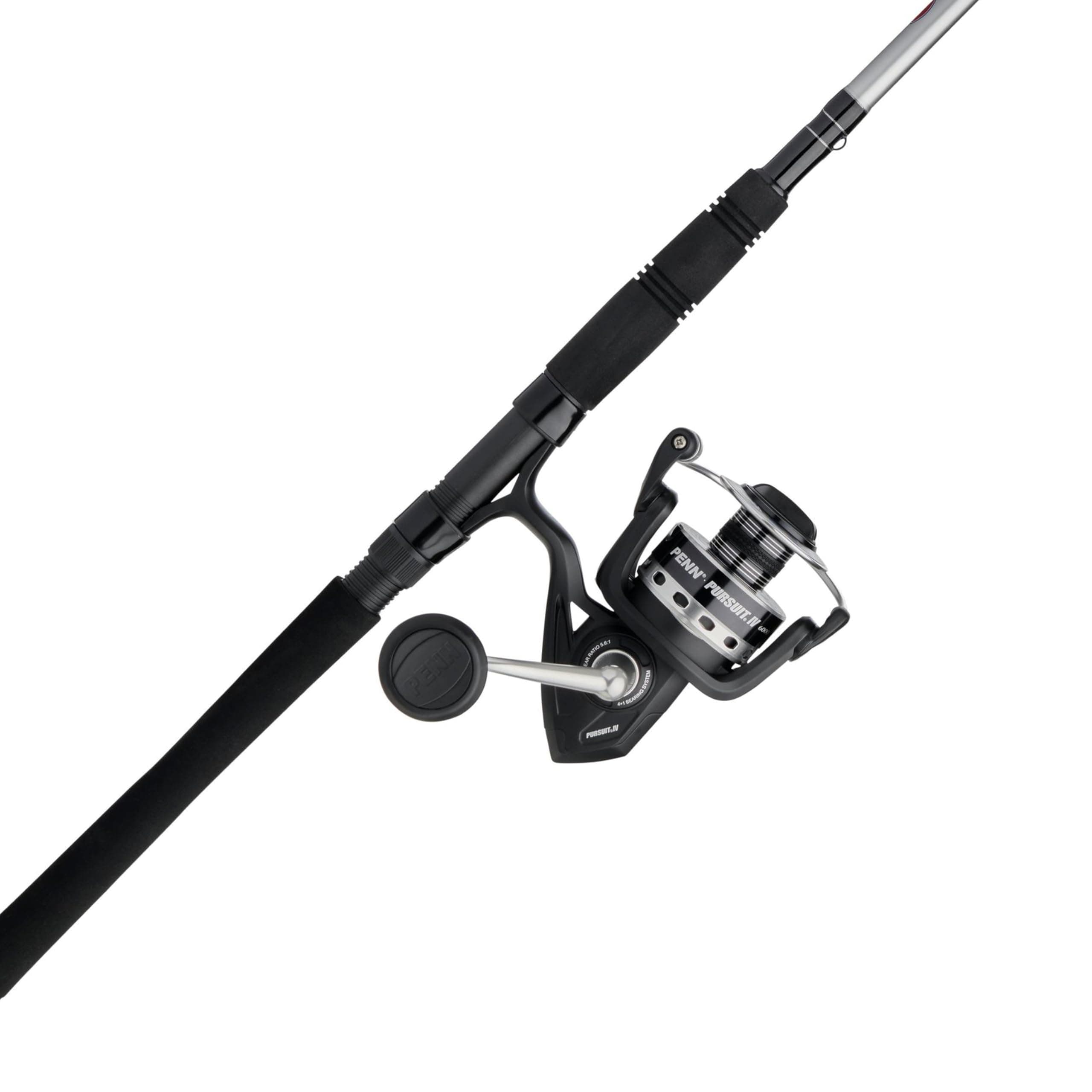 PENN 7’ Pursuit IV 2-Piece Fishing Rod and Reel (Size 4000) Nearshore/Offshore Spinning Combos, 7’, 1 Graphite Composite Fishing Rod with 5 Reel, Durable and Lightweight,Black/Silver