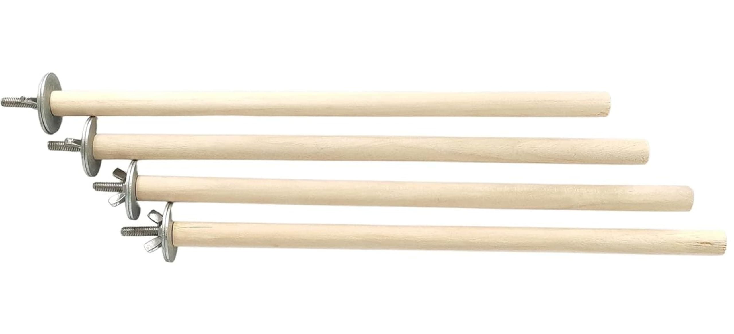 KSK 4 Pcs Wooden Bird Perch for Cage with Bolt & Washer – Natural Wood Perch Set for Budgies, Lovebirds & Small Parrots – Small Size Cage Accessories