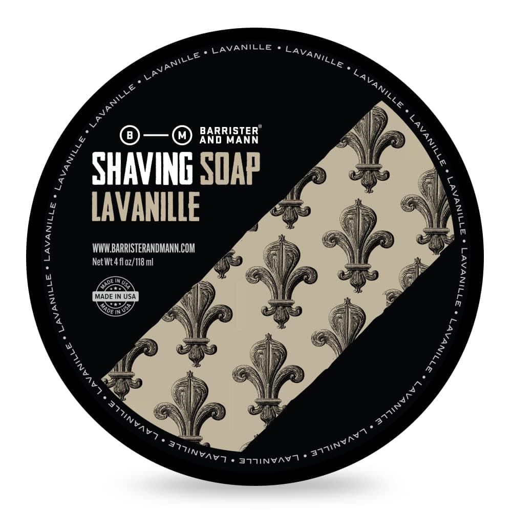 Barrister and Mann Shaving Soap | Luxury Dense, Rich & Creamy Lather Tallow Wet Shave Puck Notes of Lavender, Vanilla, Cedar, Leathery Musk | High Performance Grooming Routine for Men 4 Oz (Lavanille)