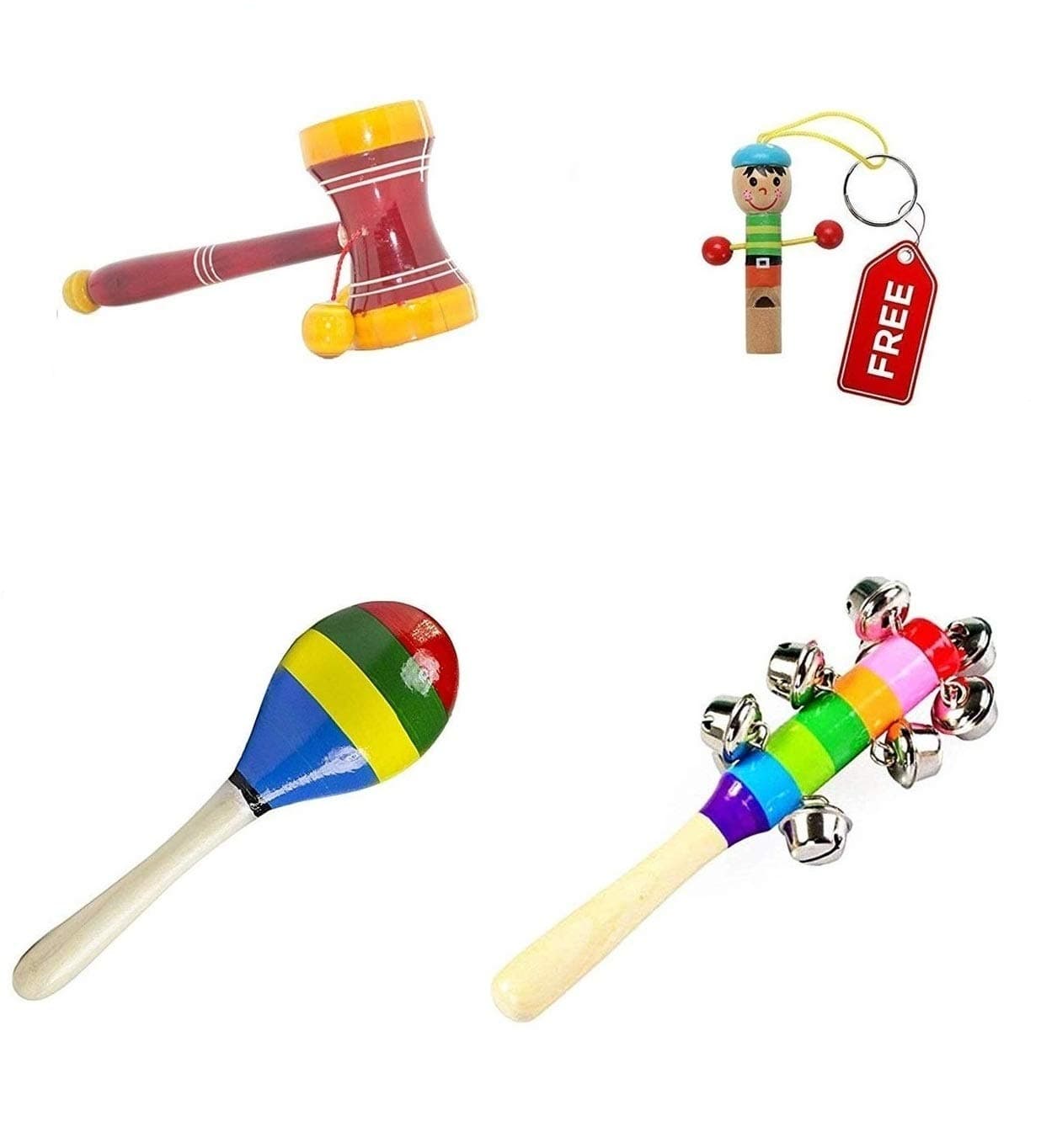 Simple Days Baby Rattle Wooden Musical Toys - Set of 3