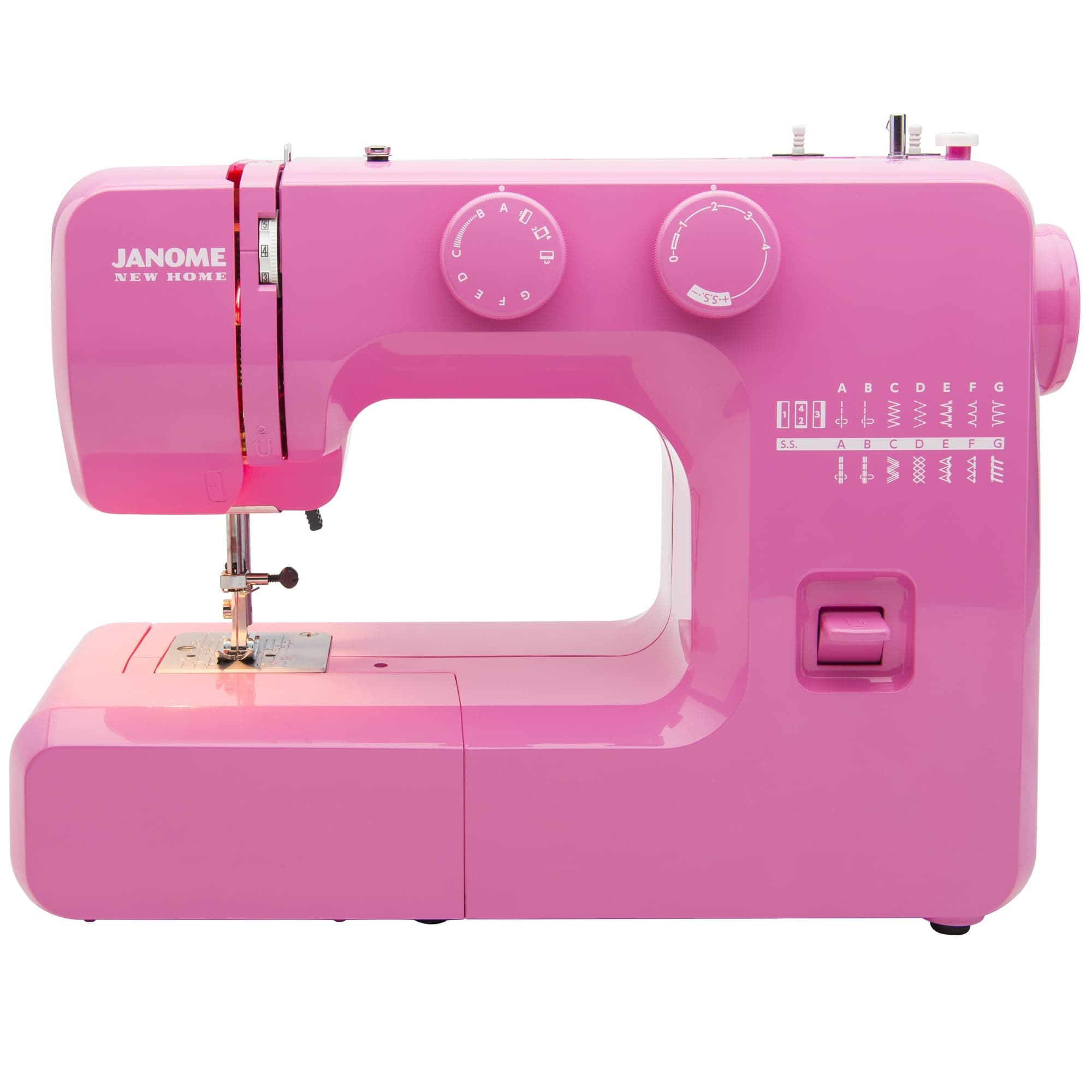 Janome Pink Sorbet Easy-to-Use Sewing Machine with Interior Metal Frame, Bobbin Diagram, Tutorial Videos, Made with Beginners in Mind!