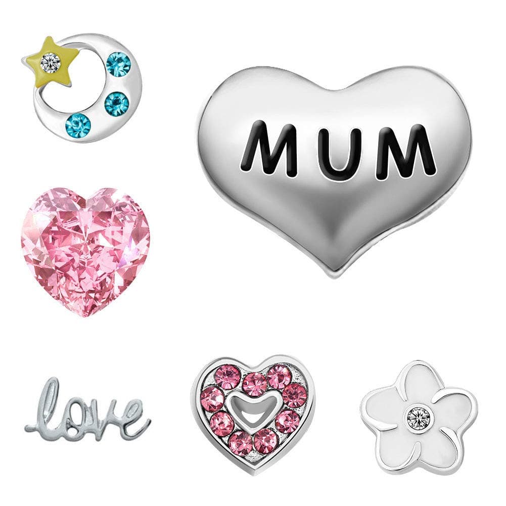 Mum Love You To The Moon and Back Heart Floating Charm For Living Memory Glass Lockets Necklace