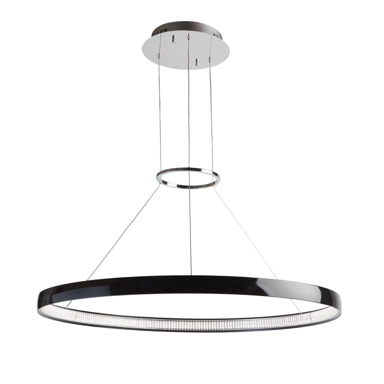 RegenBogen 661010201 Urban Pendant Light Ring Black Metal Colour LED Stripe White Acryl Bright Illumination Factory Style for Techno Design 1 x 40W LED 36 Lm 3 35K