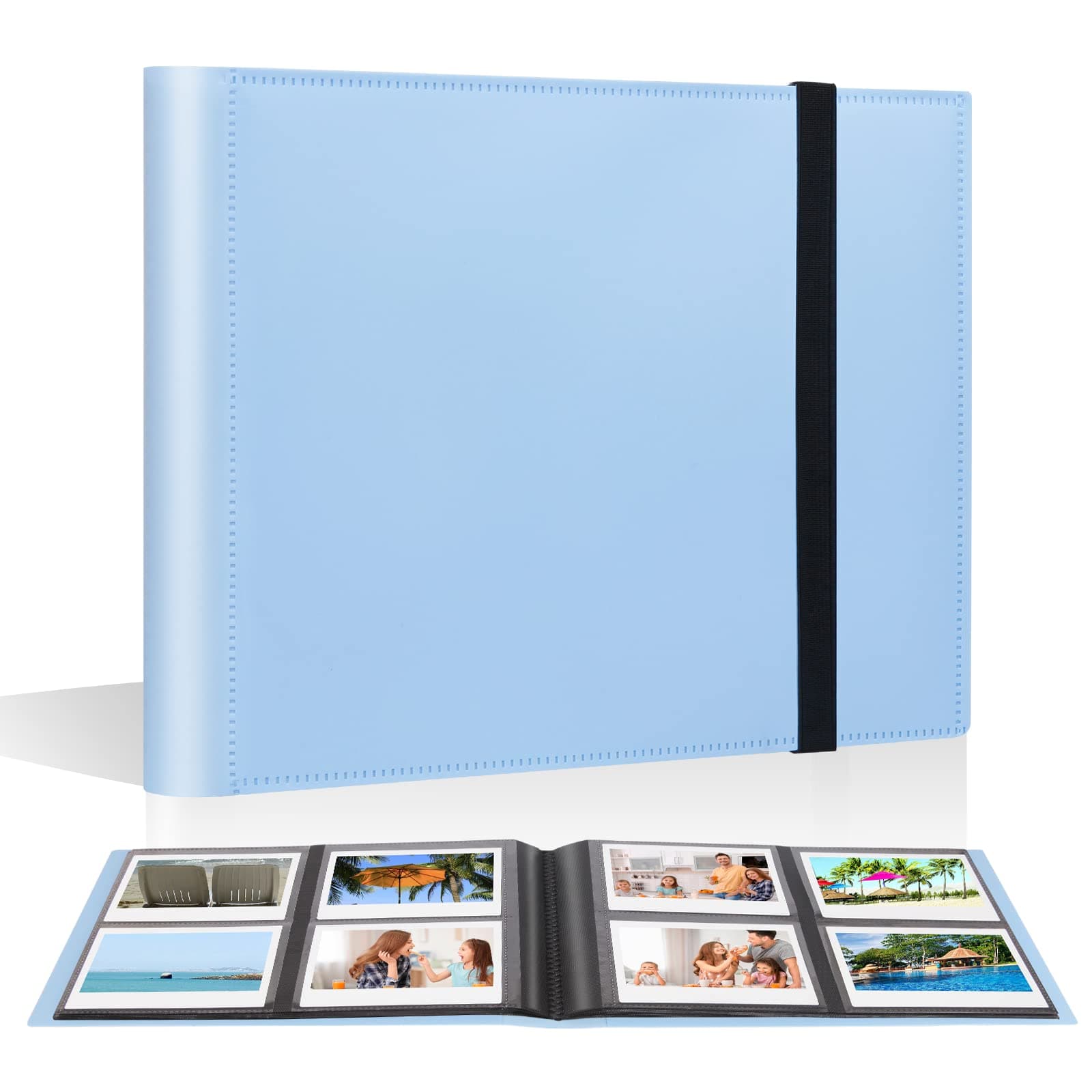 160 Pockets Photo Album for Fujifilm Instax Wide 300, Polaroid 600 i-Type 3.5x4.5 Inch Film Album, Compatible with Polaroid Now OneStep2 OneStep+ Instant Camera, POP Lab Print Camera,Blue