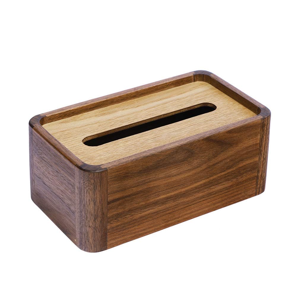 JSUMING Black Walnut Wood Large Deluxe Tissue Rectangular Paper Box Tissue Box Cover