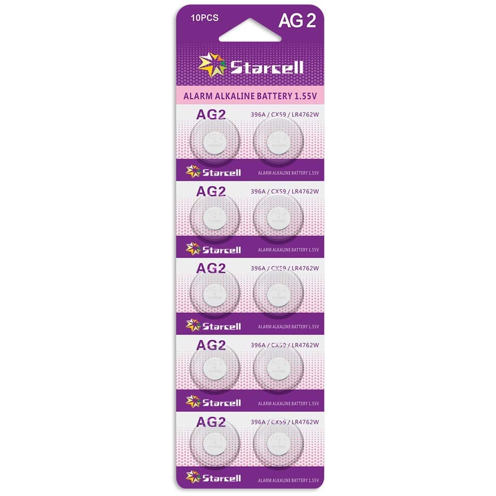 Starcell 10Pcs AG2 Alkaline Button Cell Batteries - G2 LR59 LR726 SR726W 396 397