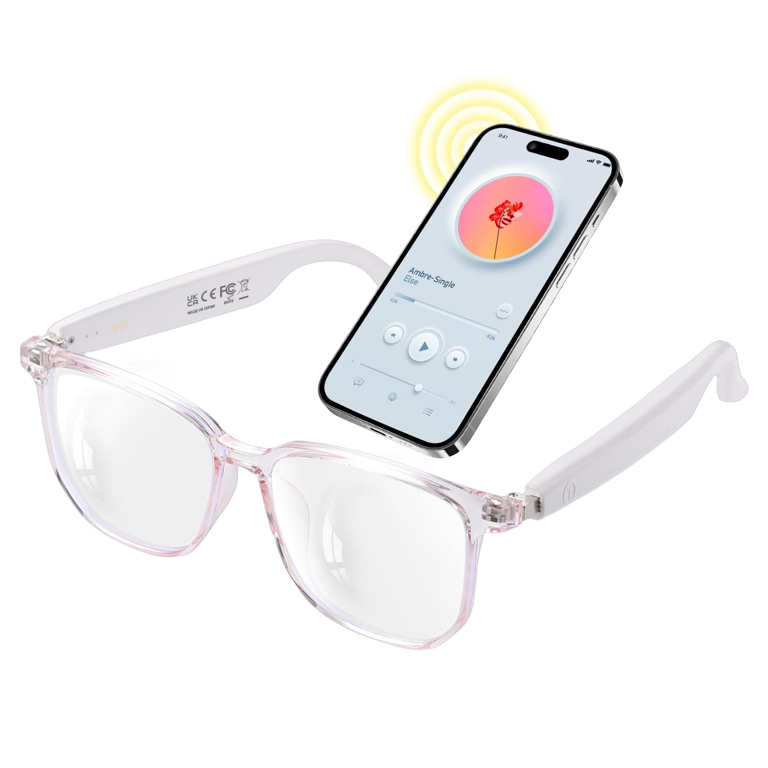 Bluetooth Audio Smart Glasses, Clear Blue Light Glasses for Woman,Remote Shooting, Open-ear Design,Christmas gifts