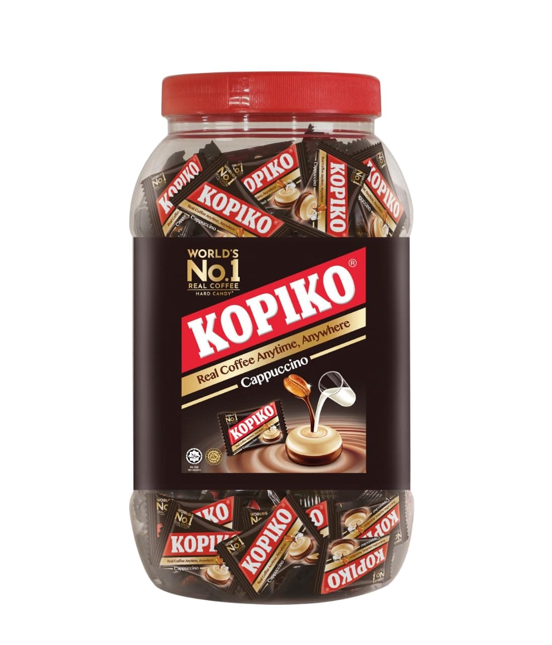 Coffee Candy Jar, 700g, Bold Coffee Flavored Candy, Made with Real Coffee Extract & Natural Caffeine, Individually Wrapped, Resealable Jar