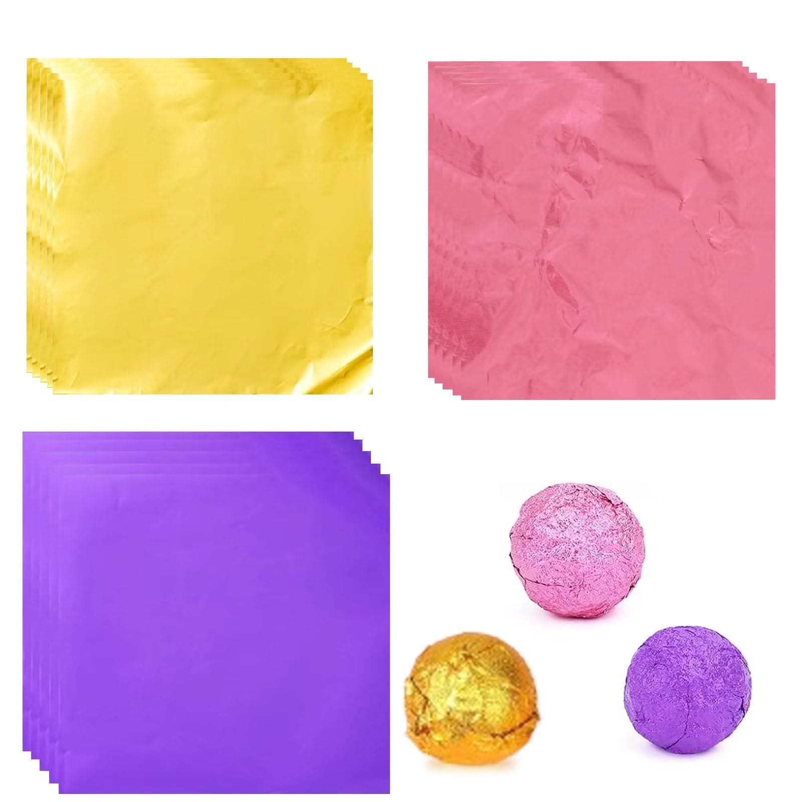 300 Pcs Chocolate Bar Wrappers, 6x6 inches Candy Bar Wrappers Colored Aluminum Foil Candy Wrapping Paper for Chocolate Bar Packaging Candy Packaging Decoration