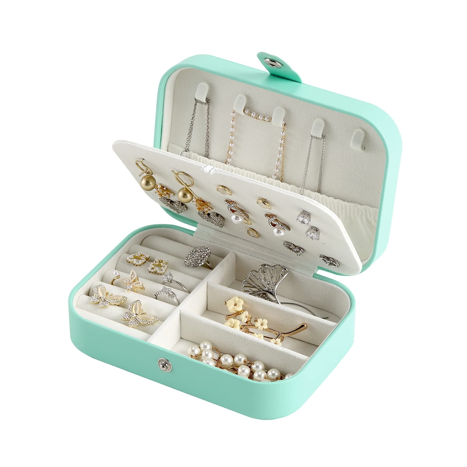 CASEGRACESmall Jewelry Box For Women Travel Jewelry Organizer Double Layer for Necklace Earring Rings Jewelry Holder Case