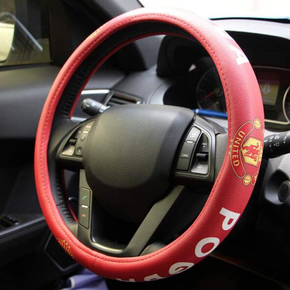 Carmen Football Team Auto Car Steering Wheel Cover Barcelona Manchester United NBA Bull Fans Sport Style Universal 15 Inch Wheel Cushion Protector 38cm (Manchester United)