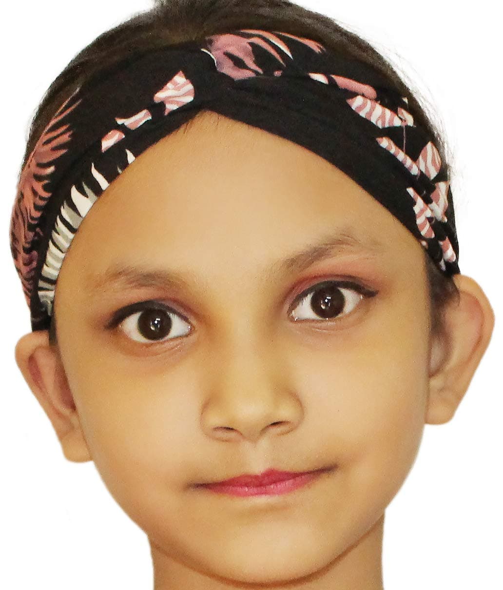 Drishya Girl's Stylish Painless Headband for Women, Girls | Painless Elastic Headband | Pom Pom | Headband for Girls, Baby Girl (Multicolour Design 2103, Pack of 1 Piece) (Inky Black)