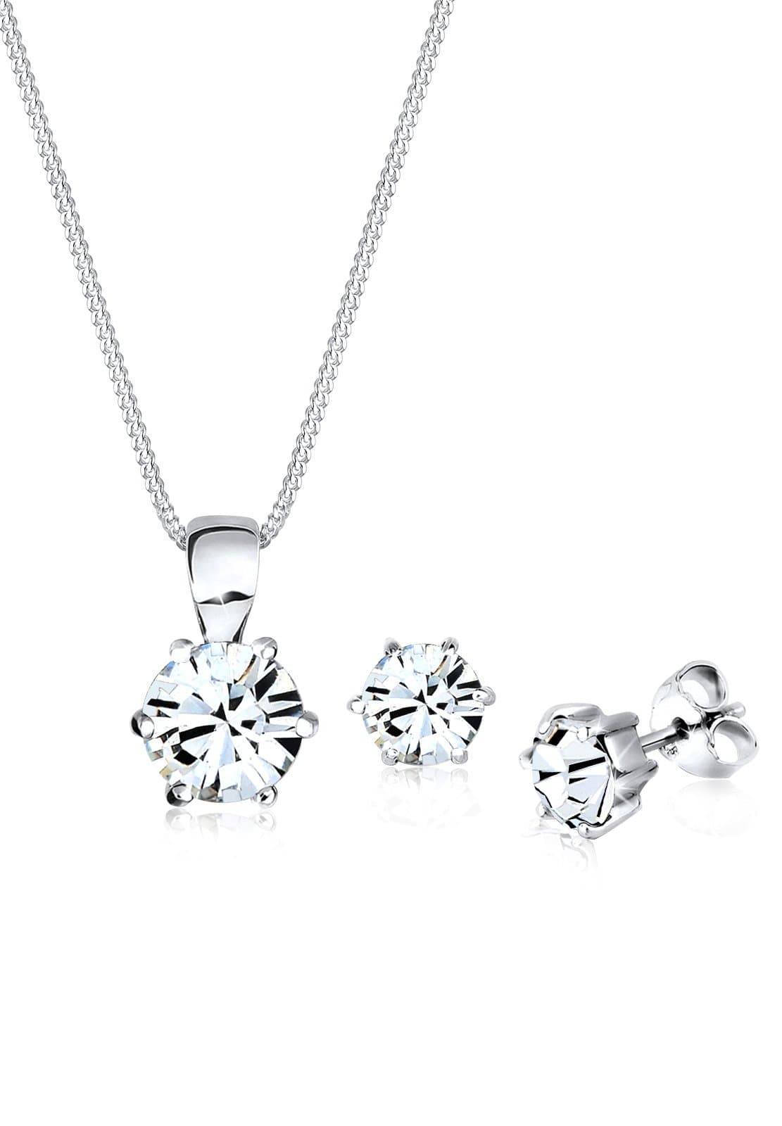 Jewelry Set Classic Crystals in 925 Sterling Silver
