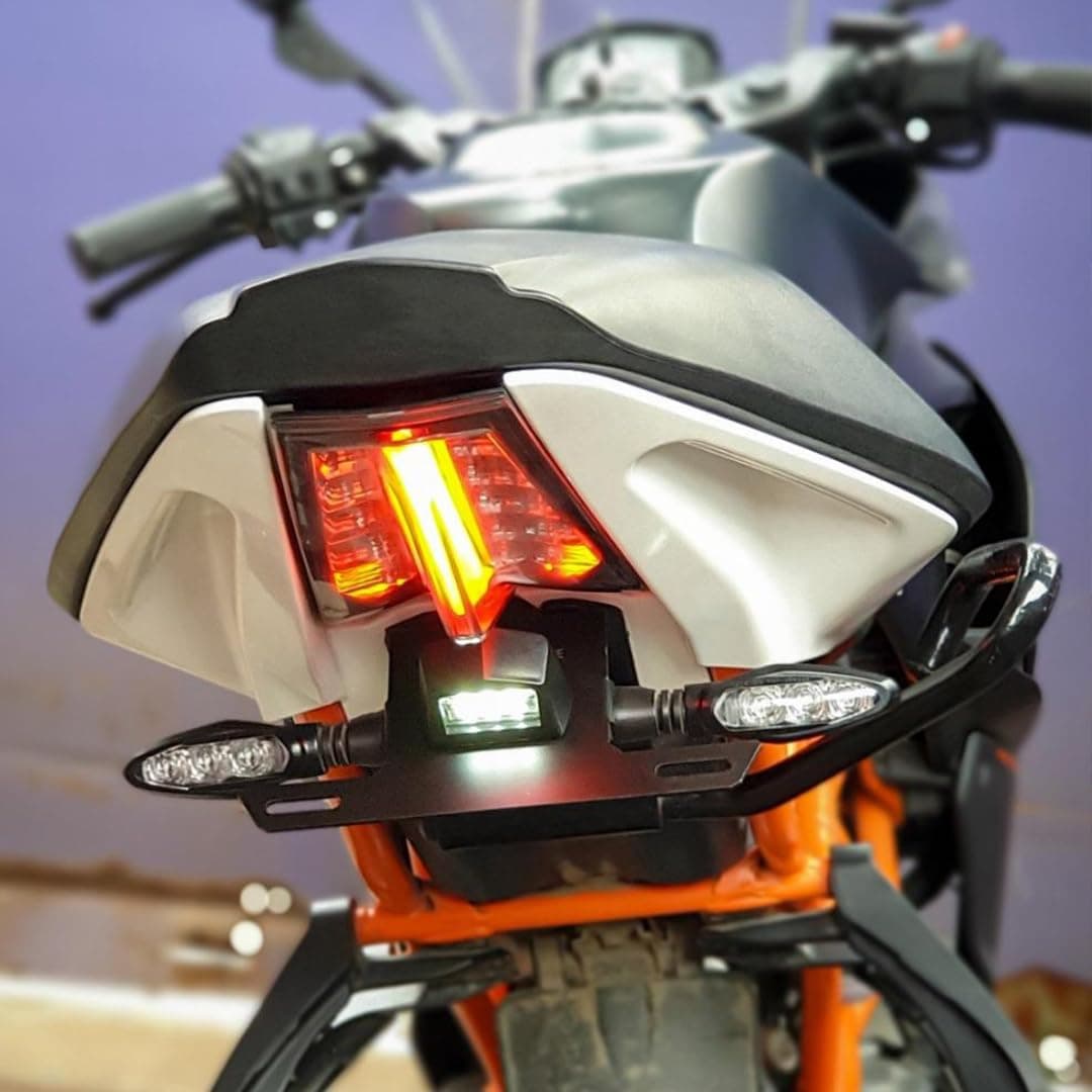 Motoaggrandize Compact Tail Tidy | Fender Eliminator For Ktm Rc 125 | 200 | 390 | Colour: Black [Compatible With Small Number Plates Only]