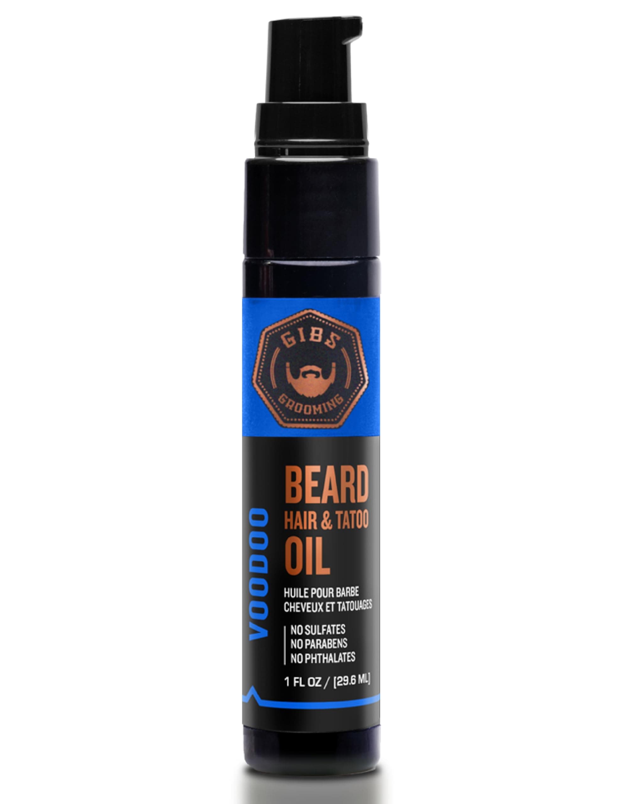 GIBS Beard, Hair & Tattoo Oil - Softens & Strengthens Beard Growth, Moisturizes Skin (4 Scents, 2 Sizes)