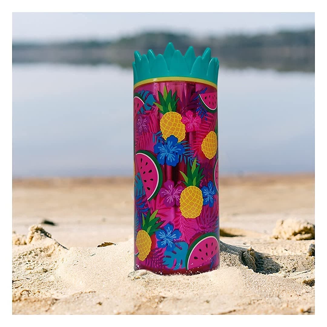 Straw Insulated 16 oz Tumbler Cups with Lids and Straws for Adults and Kids for Pool Luau Hawaiian Fiesta Party - Summer Beach Cups Pineapple Tumbler - Pink