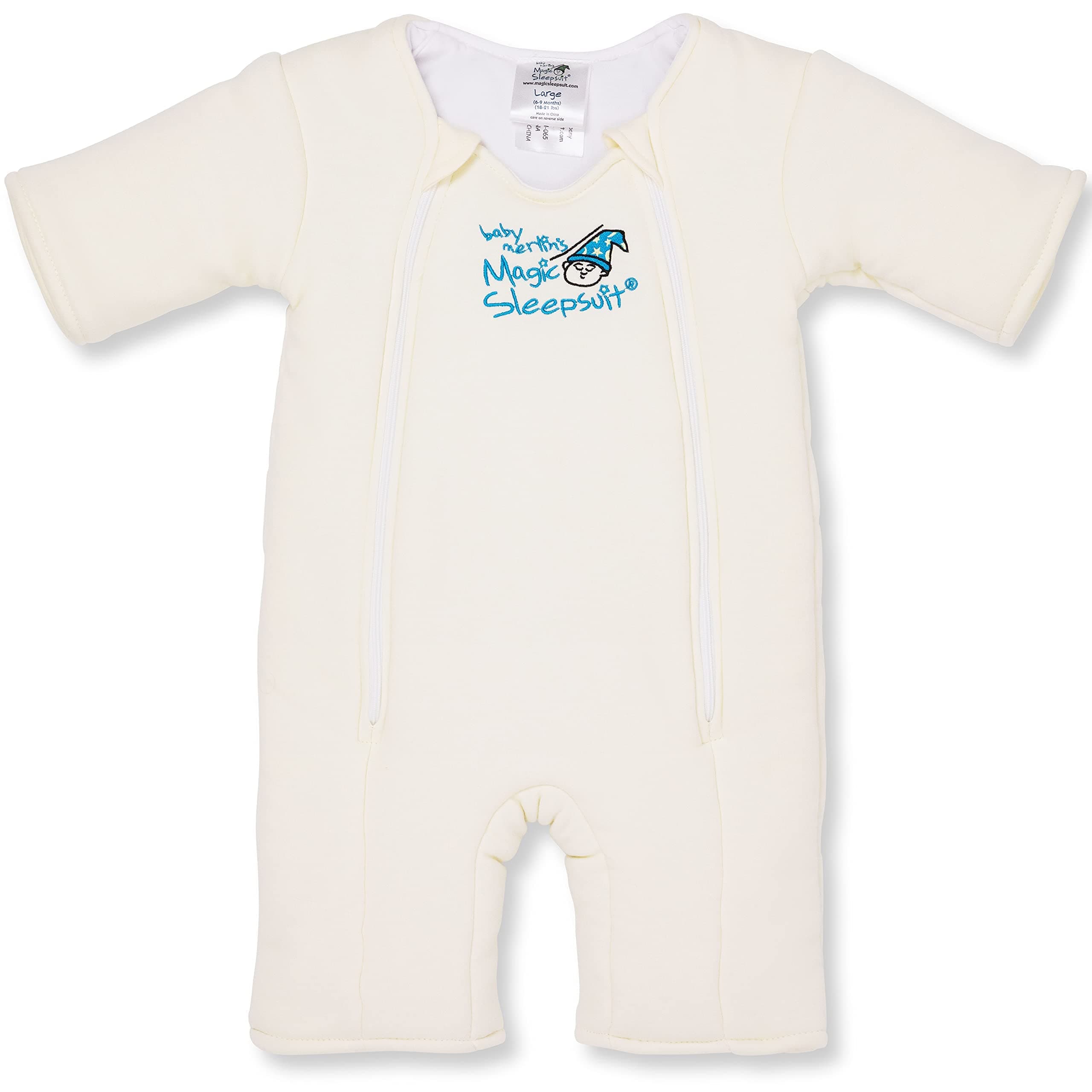Baby Merlin's Magic Sleepsuit 6-9 months - Cream Cotton by Baby Merlin's Magic Sleepsuit