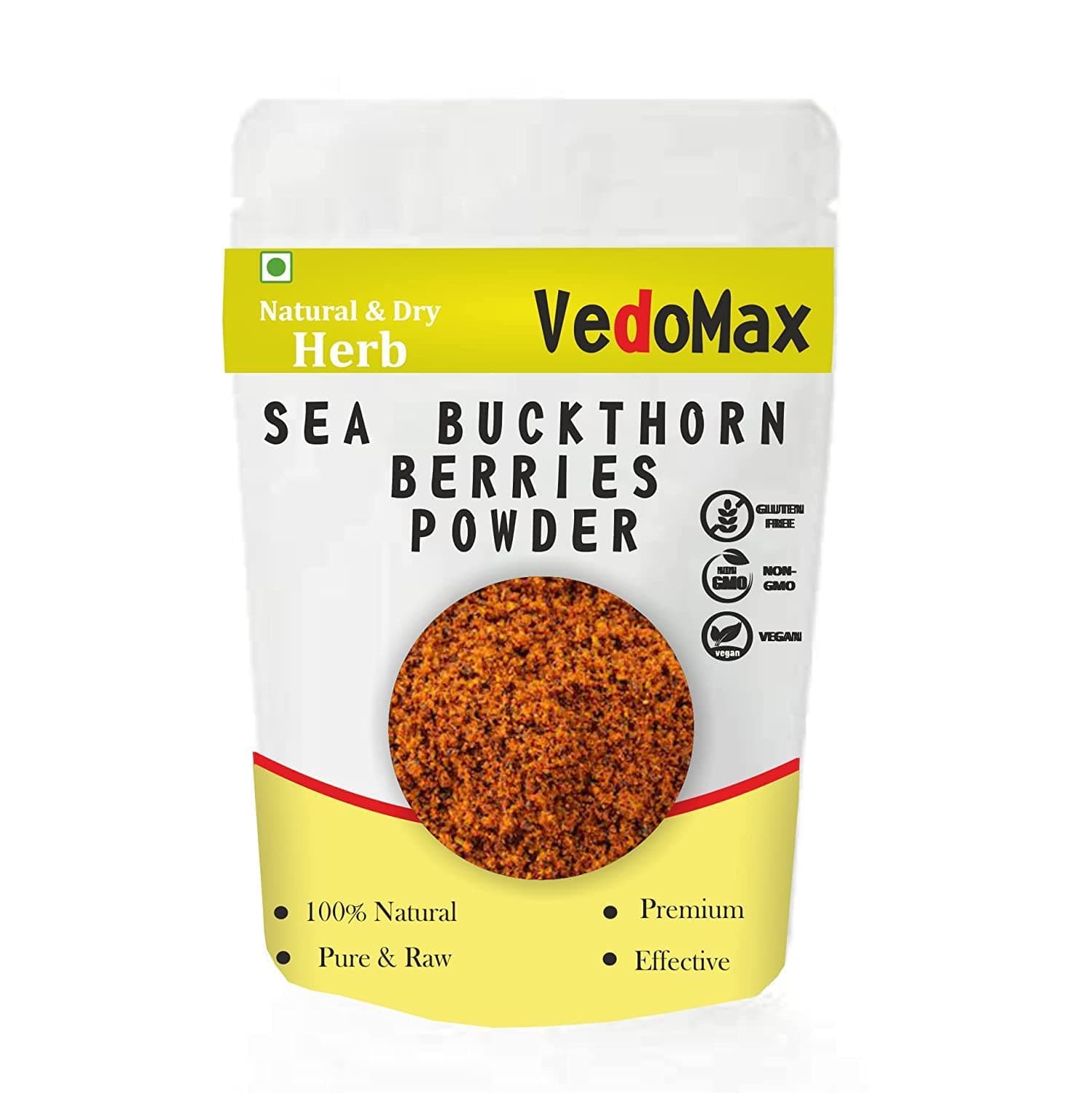 VedoMax Organic Sea Buckthorn Berries Powder, Sea Buckthorn Berry Powder Rich in Collagen, Fiber, Omega 3, 6, 7, 9, Vitamin C, Vitamin E, Source of Vitamins and Phytonutrients - (50 gm)