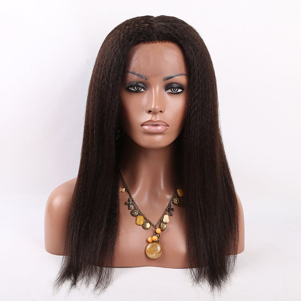 DONA LOVE 100% Indian Remy Human Hair Natural Black Gluless Kinky Straight U-part Lace Wig - dl51 (12 inches)