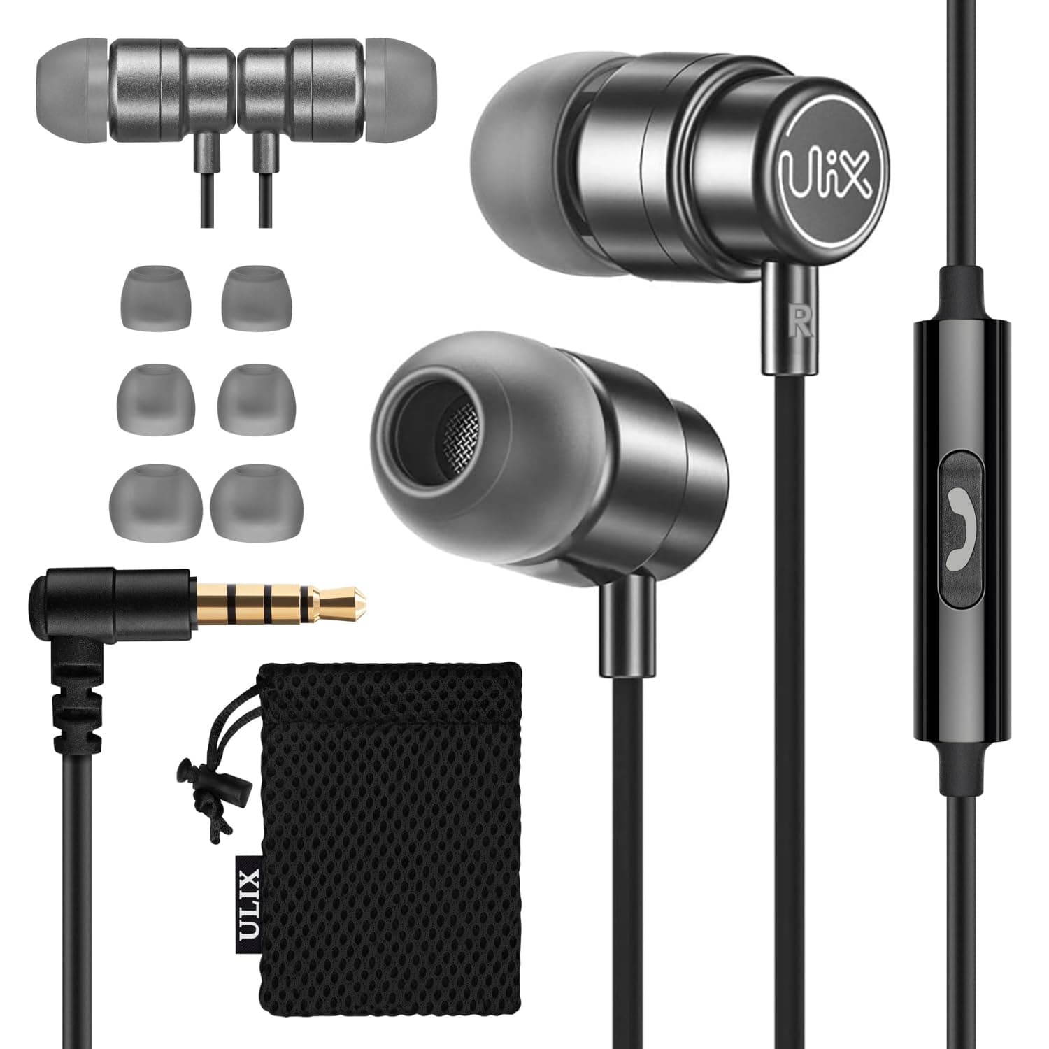 RIDER Wired Earbuds In-Ear Headphones, Earphones with Microphone, 5 Years Warranty, with Anti-Tangle, Reinforced Cable, 48 Ω Driver Bass, Ear Buds for iPhone, iPad, Samsung, Computer, Laptop