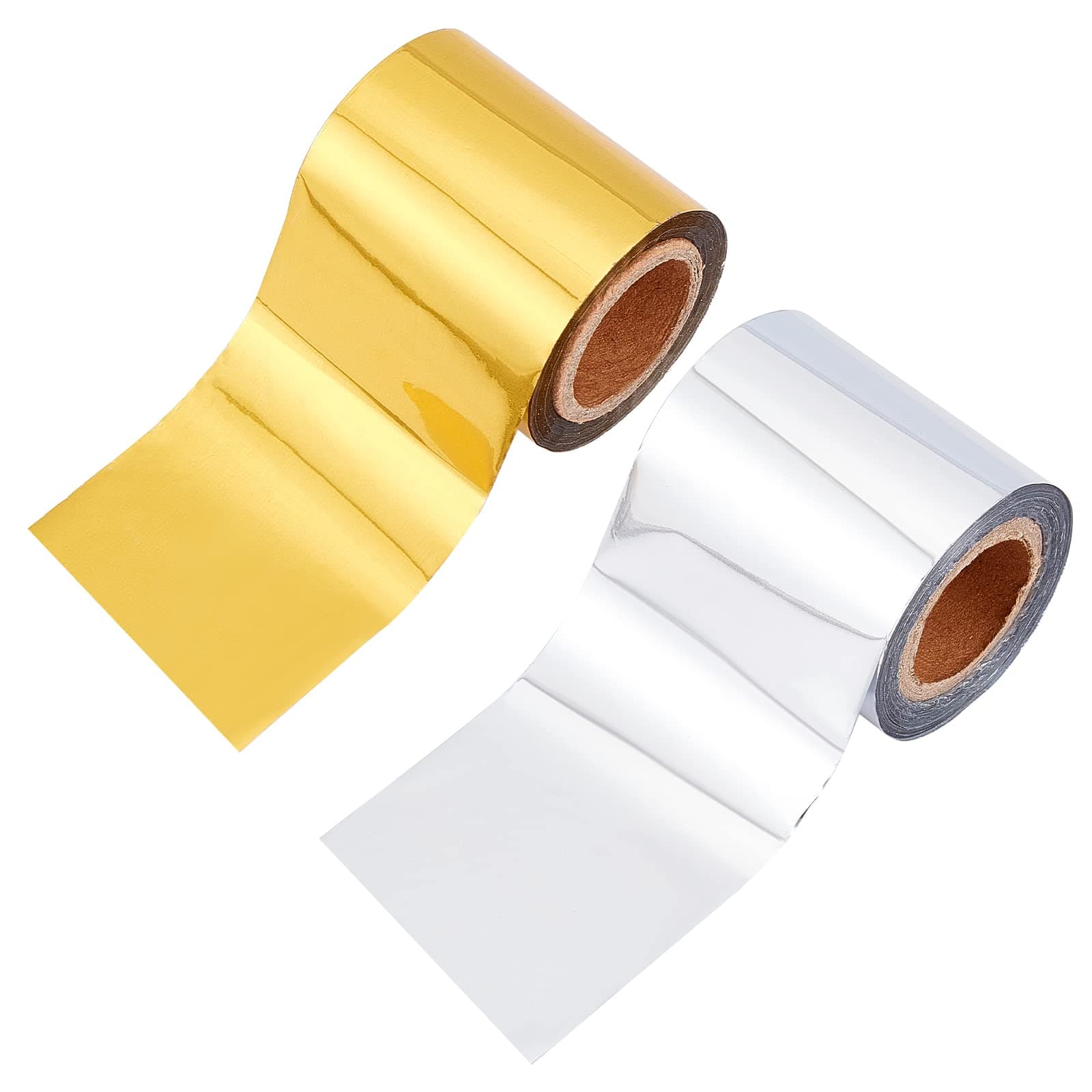 SUPERFINDINGS 2 Rolls Heat Transfer Foil Paper Hot Foil Transfer Sheets Metallic Hot Stamping Foils Rolls for Quill/Heat Foils Pen 66ftx2inch/Roll DIY Craft Scrapbooking Cards Golden Silver