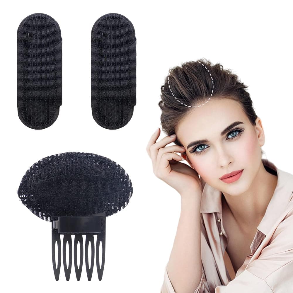 BowieMall Hair Base Set Puff Hair 3Pcs Hair Puff Head Cushion Styling Insert Braid Tool Hair Pad Bump up Comb Clip Sponge Bun Hair Pad Fluffy Hairstyle Tools Accessories For Women For Hair Styles