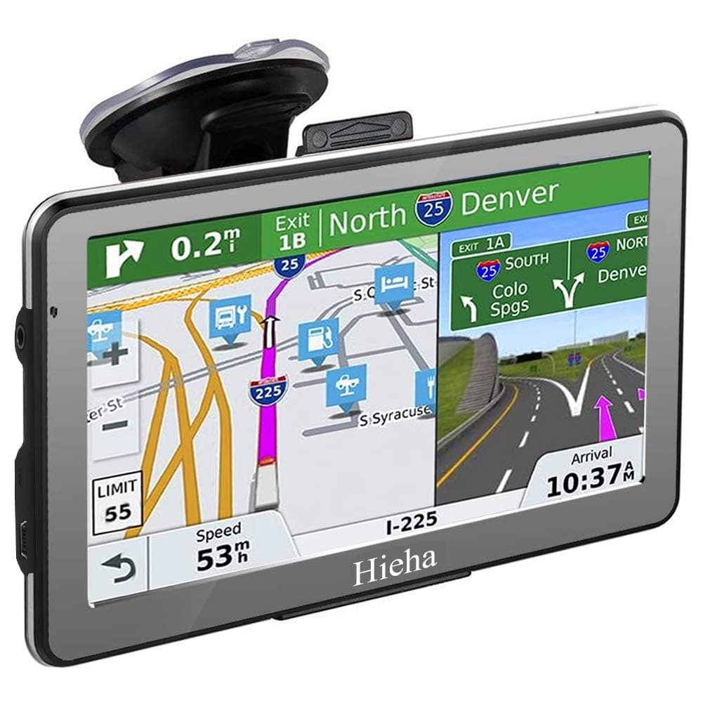 Hieha GPS Navigation Systems for Car Truck RV Vehicles 7 Inches 8GB 256Mb Navigation Device HD Touch Screen Navigation with Preloaded US/CA/MX Maps and Back Bracket, Lifetime Free Map Updates
