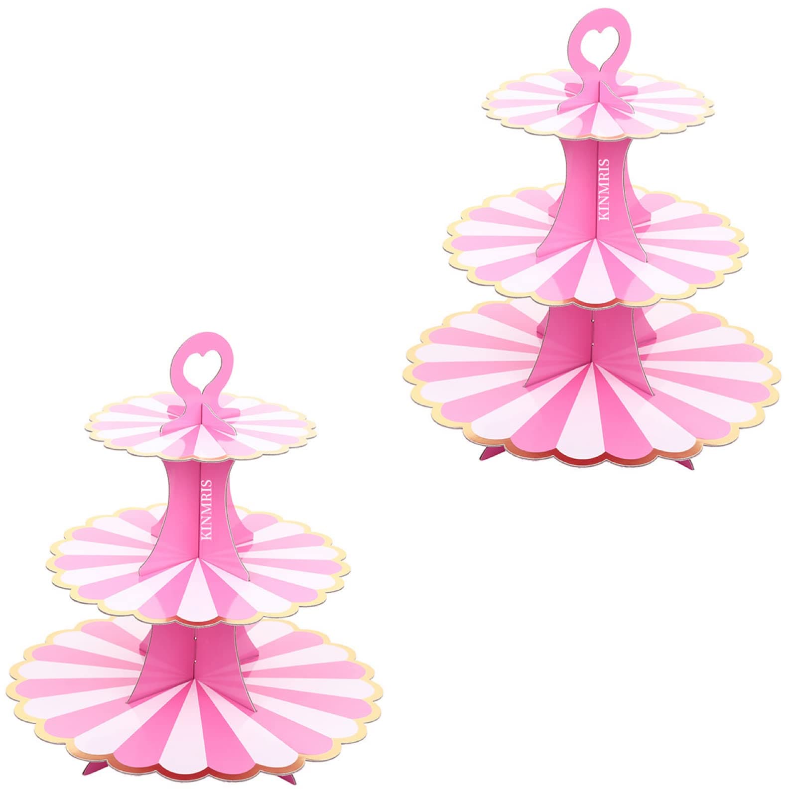 Cardboard Cupcake Rack 3 Layers Dessert Rack, Round Petal Dessert Display Tower 2 Packs, Wedding, Party Supplies, 3 Layers Cupcake Rack for Birthday Party