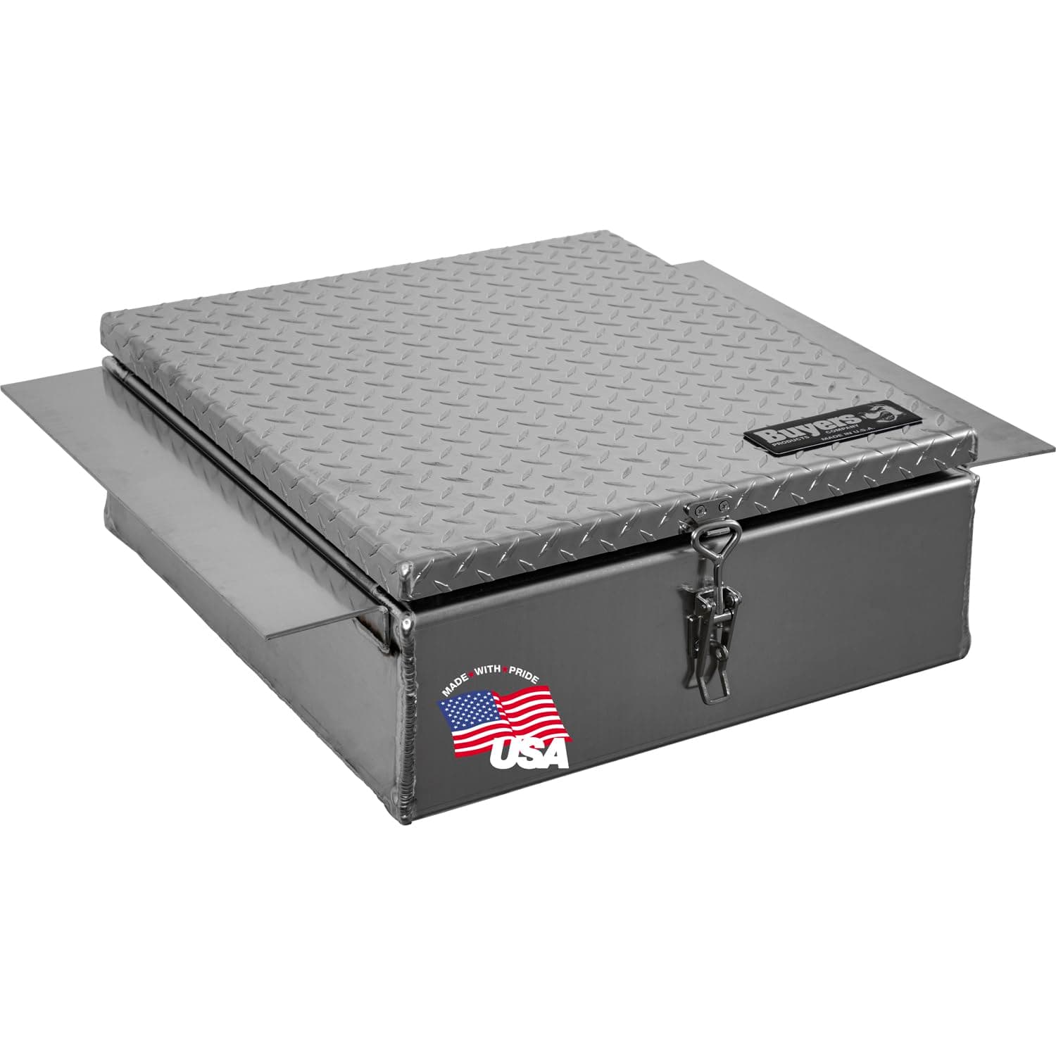 Buyers Products 1705384 Diamond Tread Aluminum In-Frame Truck Tool Box, 9" H x 22" D x 30" H, Truck Box for Between Truck Frame Rails, Adjustable Latch, Includes Mounting Kit