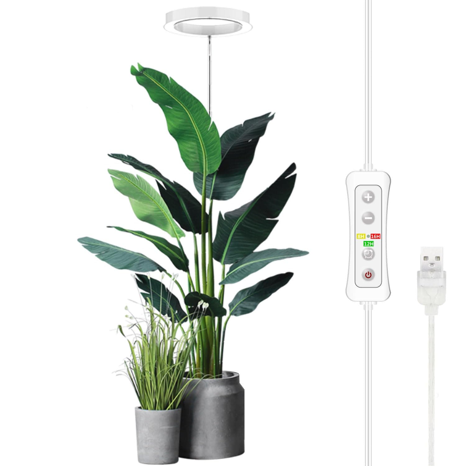 Plant Grow Light, LED Growing Light Full Spectrum for Indoor Plants,Height Adjustable, Automatic Timer, 5V Low Safe Voltage,Idea for Large Plant Light