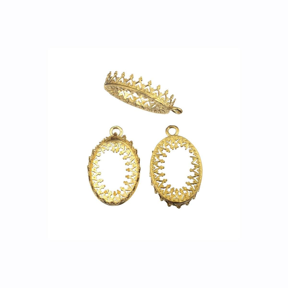 Rashbel Bezel Blank Base Setting 10 Pack DIY Unique Oval Bezel Cup Open Frame Cap Settings Brass 15x20 Mm Findings Pendant Earring Ring 318