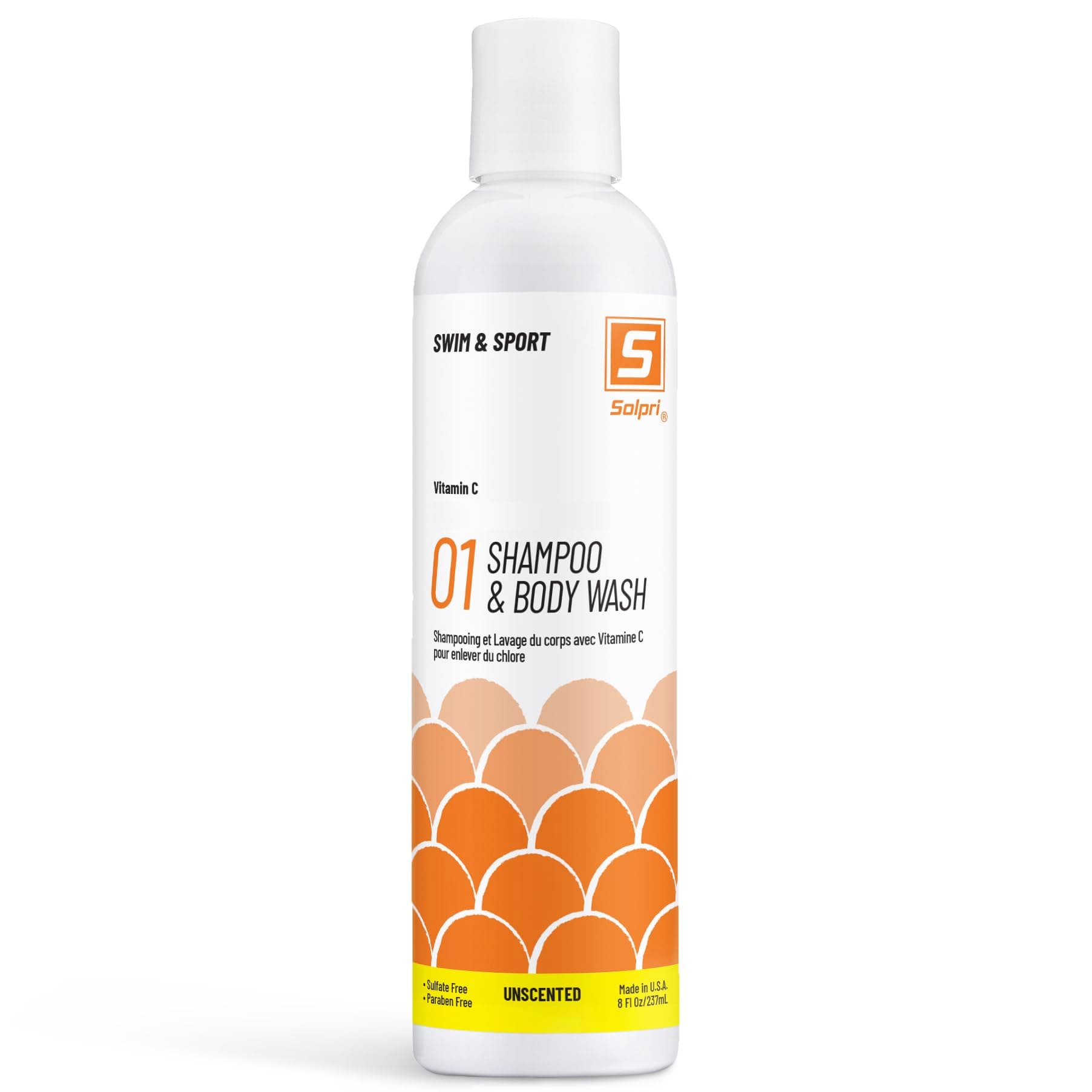 Swimmers Chlorine Swim Shampoo and Body Wash for Kids & Adults - Unscented with Vitamin C, Sulfate Free 8 Fl Oz