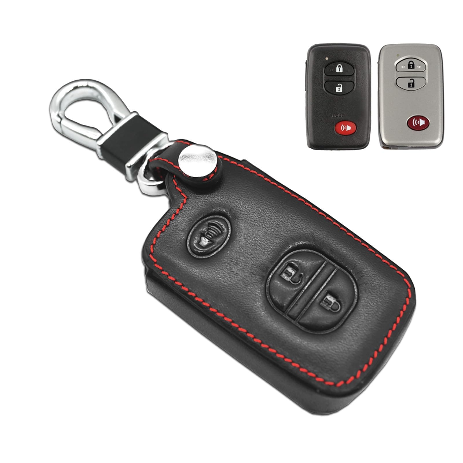 MECHCOS Compatible with Toyota 86 Venza Avalon Camry Corolla Highlander Prius RAV4 Sequoia Scion FR-S tC 3 Buttons Leather Keyless Entry Remote Control Key Fob Cover Case Protector