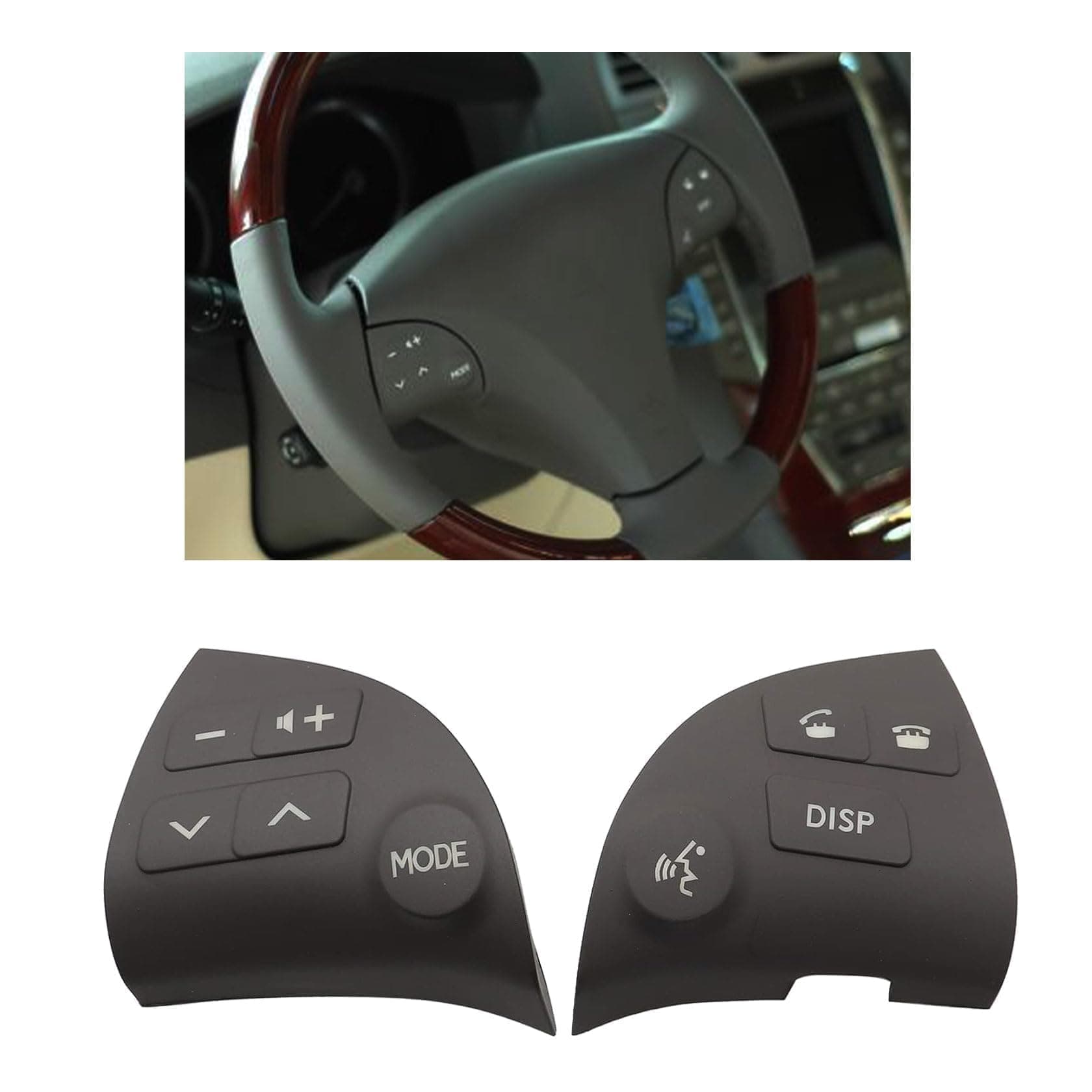 FZJDSD Grey Steering Wheel Control Button Cover 2pcs 84250-33190-C0 Compatible with Lexus ES350 2006-2012 Steering Wheel Volume Control Switch Button