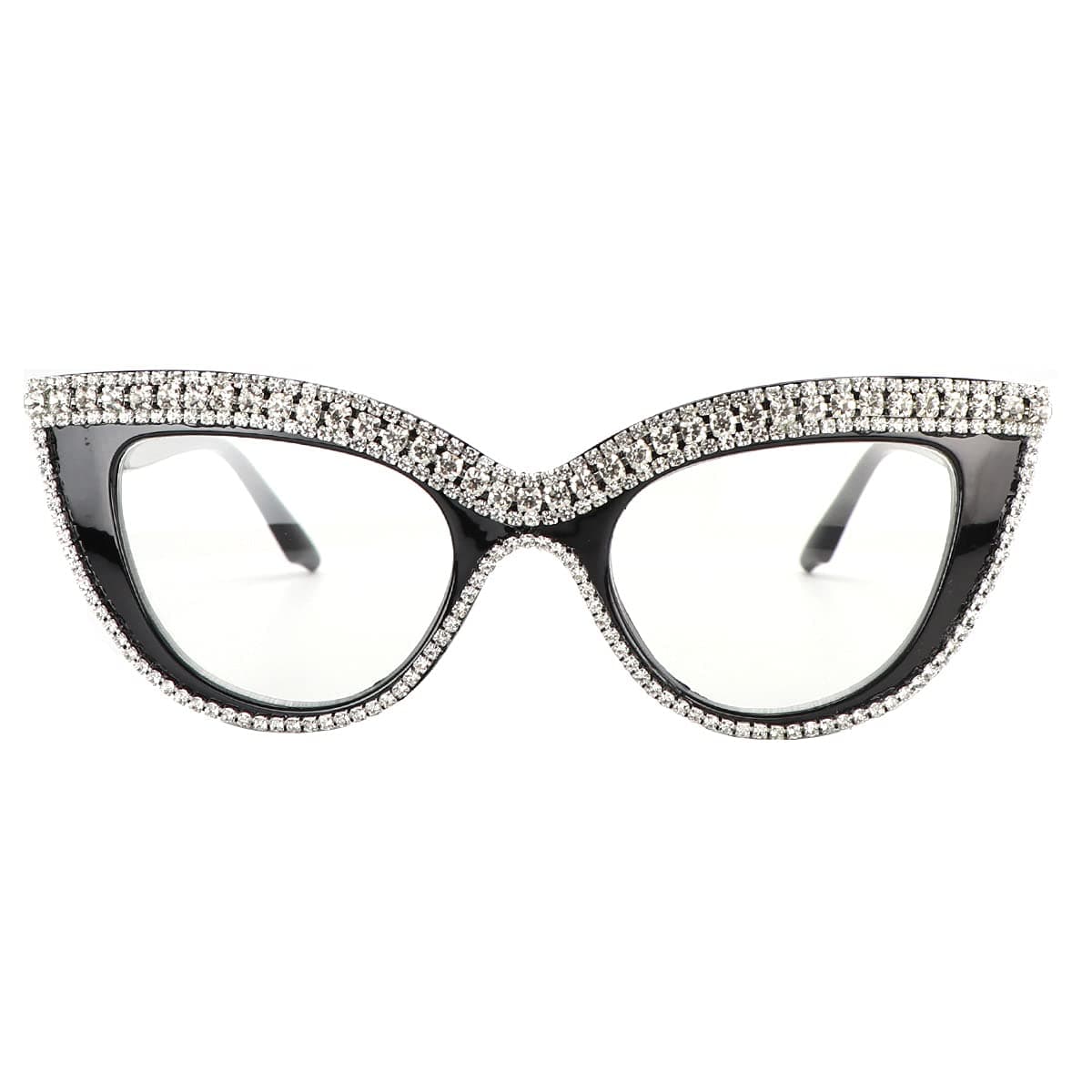 FUPRECIOUSFUPRECIOUS Cat Eye Reading Glasses Bling Rhinestone Magnified Blue Light Blocking Reader Glasses