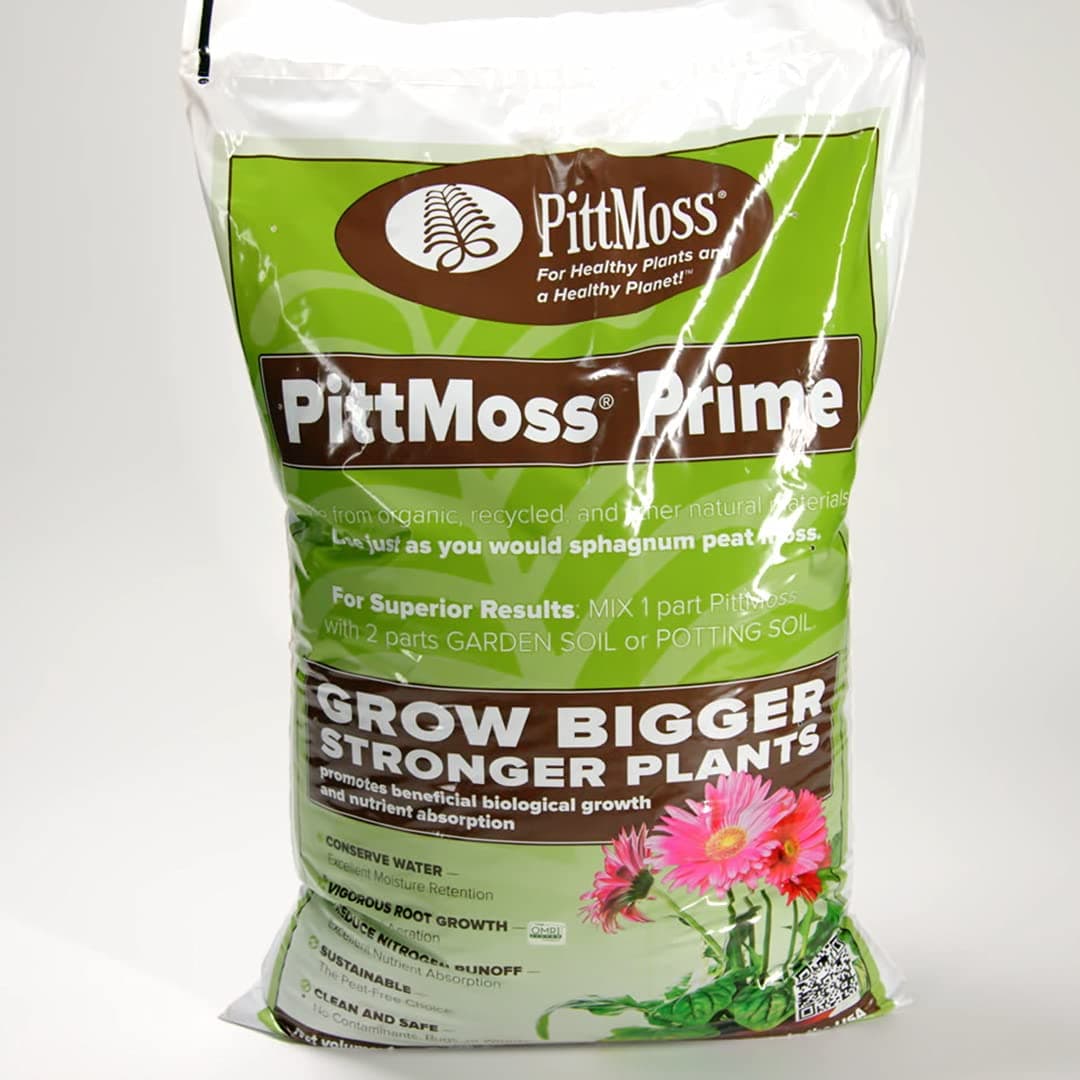 PittMoss Prime Organic Peat-Free Soil Amendment for Gardens, Flower Beds, Houseplants (Use Like Peat Moss), 1 Cubic Foot