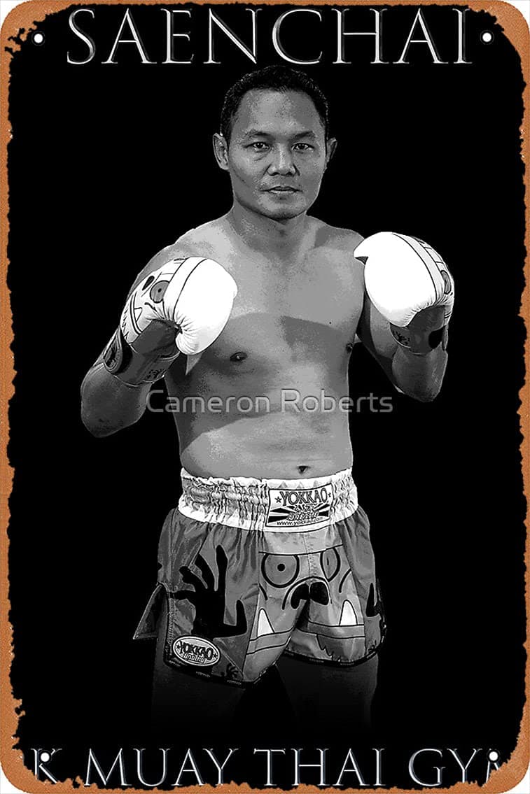 Saenchai PK Muay Thai Gym Poster Metal Tin Sign 8X12 Inches Man Cave Retro Vintage Wall Decor Art