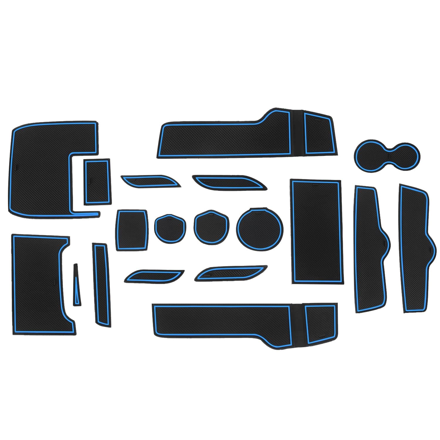 Fit for Honda Civic 2016-2021 (Sedan) Accessories, Upgraded Custom Non-Slip Cup Holder Inserts, Center Console Liners, Door Pocket Pads, Interior Anti-Dust Liner Mats (21-PCS, Blue Trim)