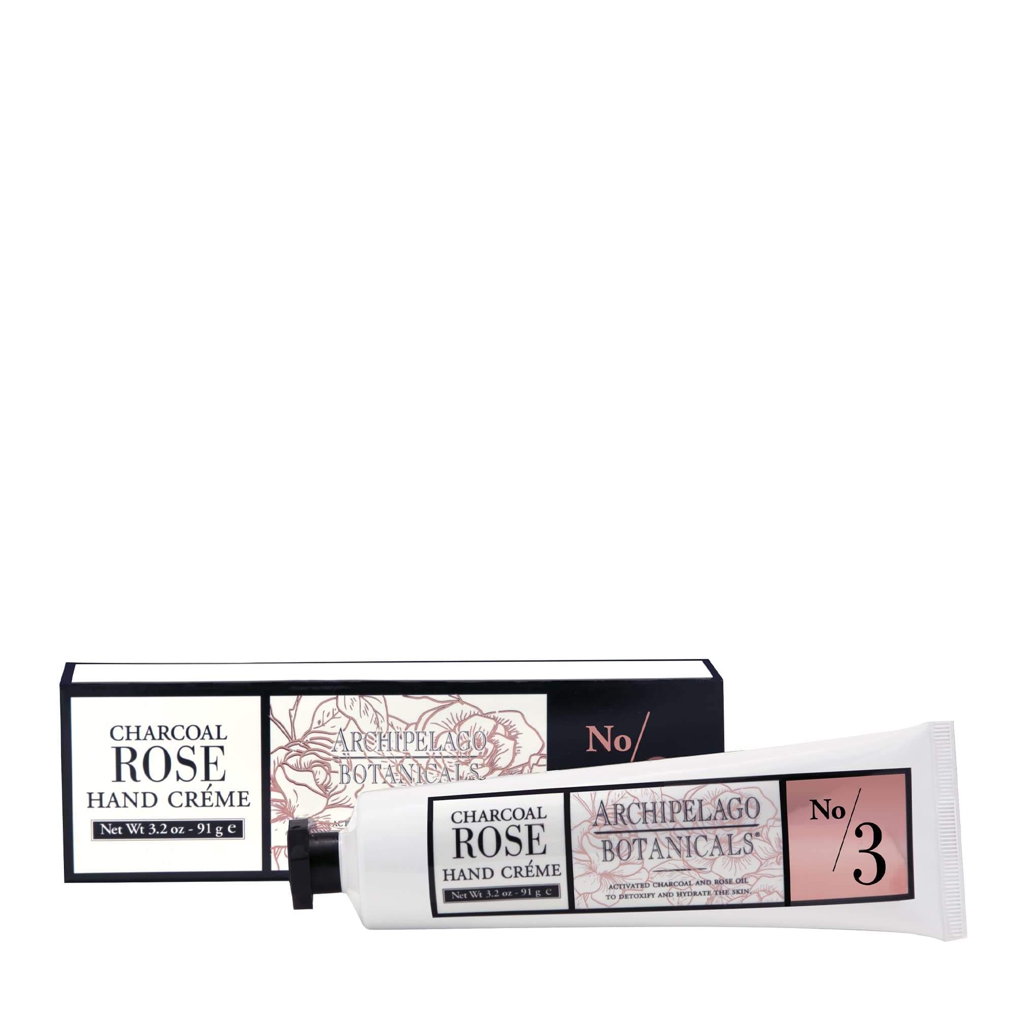 Archipelago Botanicals Charcoal Rose Hand Crème | Rich and Lightly Scented Lotion for Cuticles and Rough Spots | Premium Plant Extracts (3.2 oz)